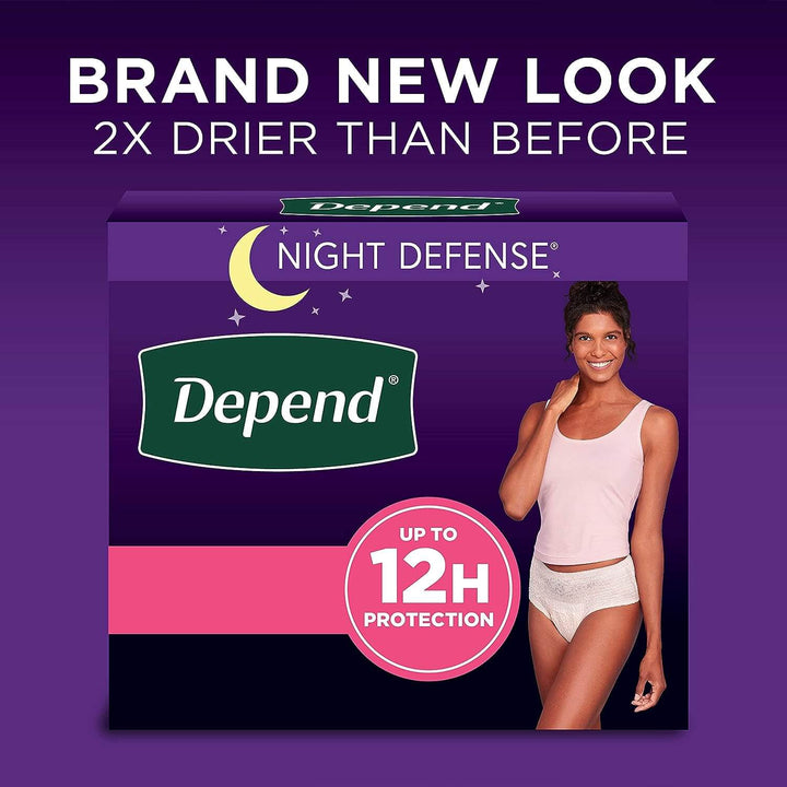 Depend Night Defense Adult Incontinence Disposable Underwear for Women, Overnight, Blush