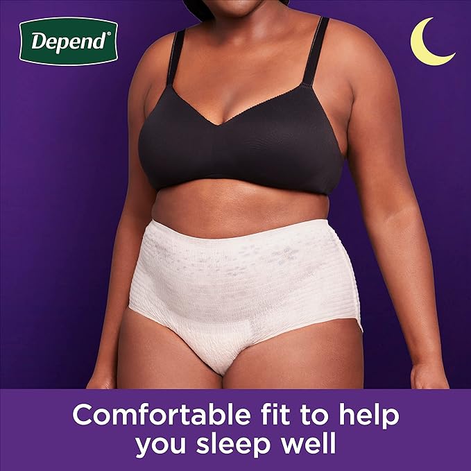 Depend Night Defense Adult Incontinence Disposable Underwear for Women, Overnight, Blush