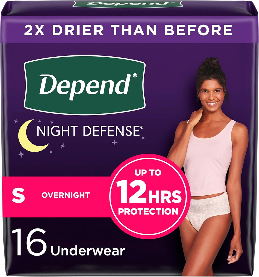 Depend Night Defense Adult Incontinence Disposable Underwear for Women, Overnight, Blush