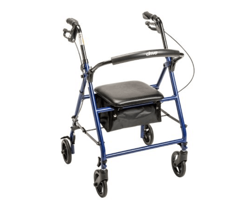Drive Medical 4 Wheel Rollator, 6" Wheels, Blue