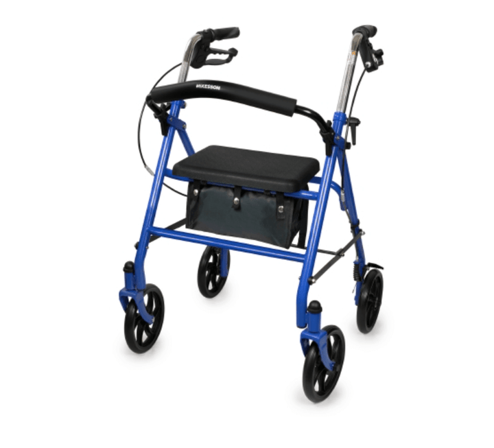 McKesson 4 Wheel Rollator Adjustable Height Folding Steel Frame