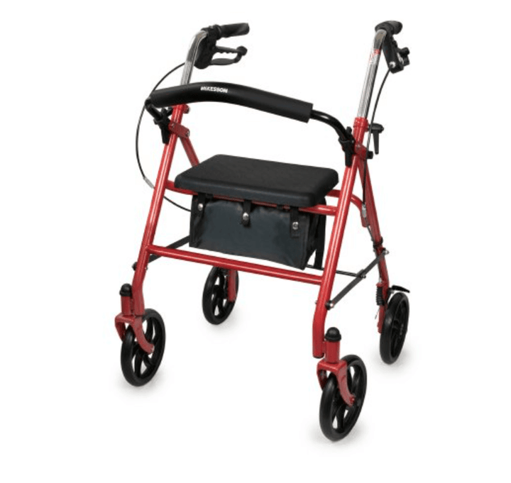 McKesson 4 Wheel Rollator Adjustable Height Folding Steel Frame