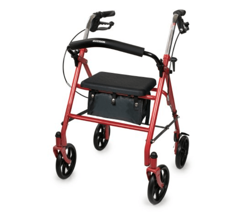 McKesson 4 Wheel Rollator Adjustable Height Folding Steel Frame