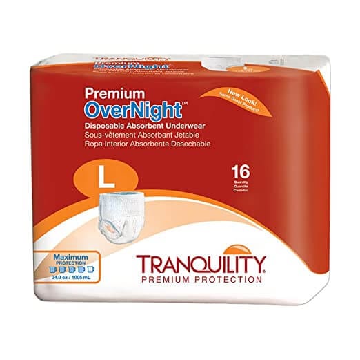 Tranquility Premium OverNight Disposable Absorbent Underwear, Large (44" to 54", 170 to 210 lb)