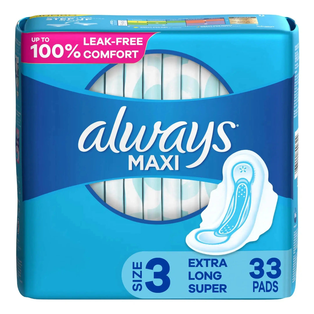 Always Maxi Pads with Wings Size 3 Extra Long Super Absorbency, item 03700098727