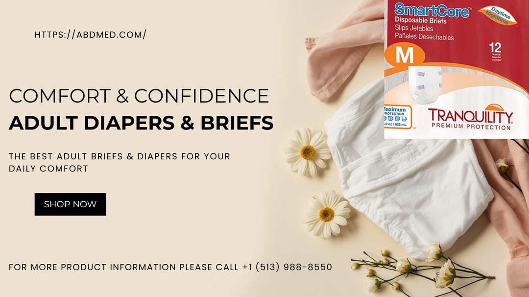 Adult briefs and pull-on diapers comparison including Abena Abri-Form and Tranquility Premium Overnight — available at ABD Medical, Dayton, Ohio