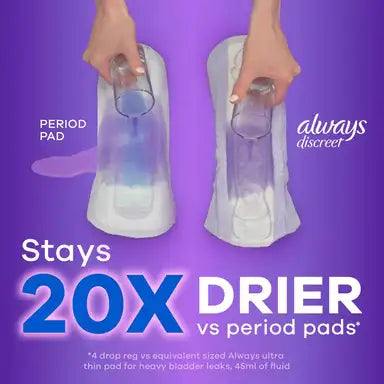 Always Discreet RapidDry Incontinence Pads, Moderate Absorbency, 12-1/2 Inch Length, #00037000904335 ABD Medical