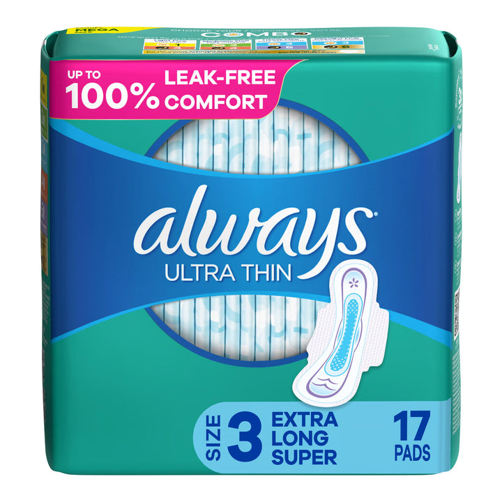 Always Ultra Thin With Wings Pads, Extra Long, Super Absorbency, Size 3, 03077203345 ABD Medical