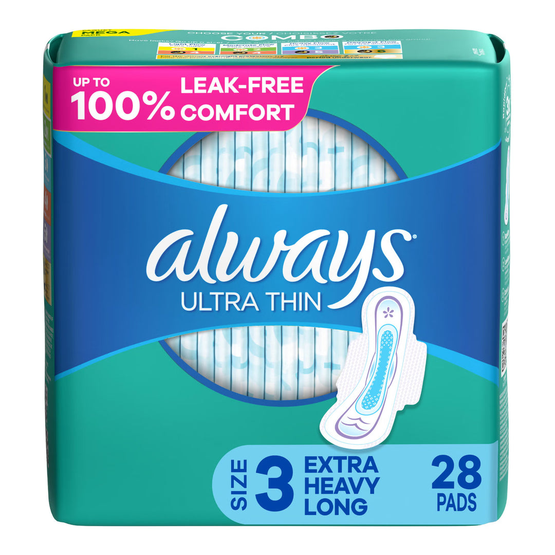 Always Ultra Thin Pads,Extra Long, Super Absorbency, Size 3, #03700089907 ABD Medical