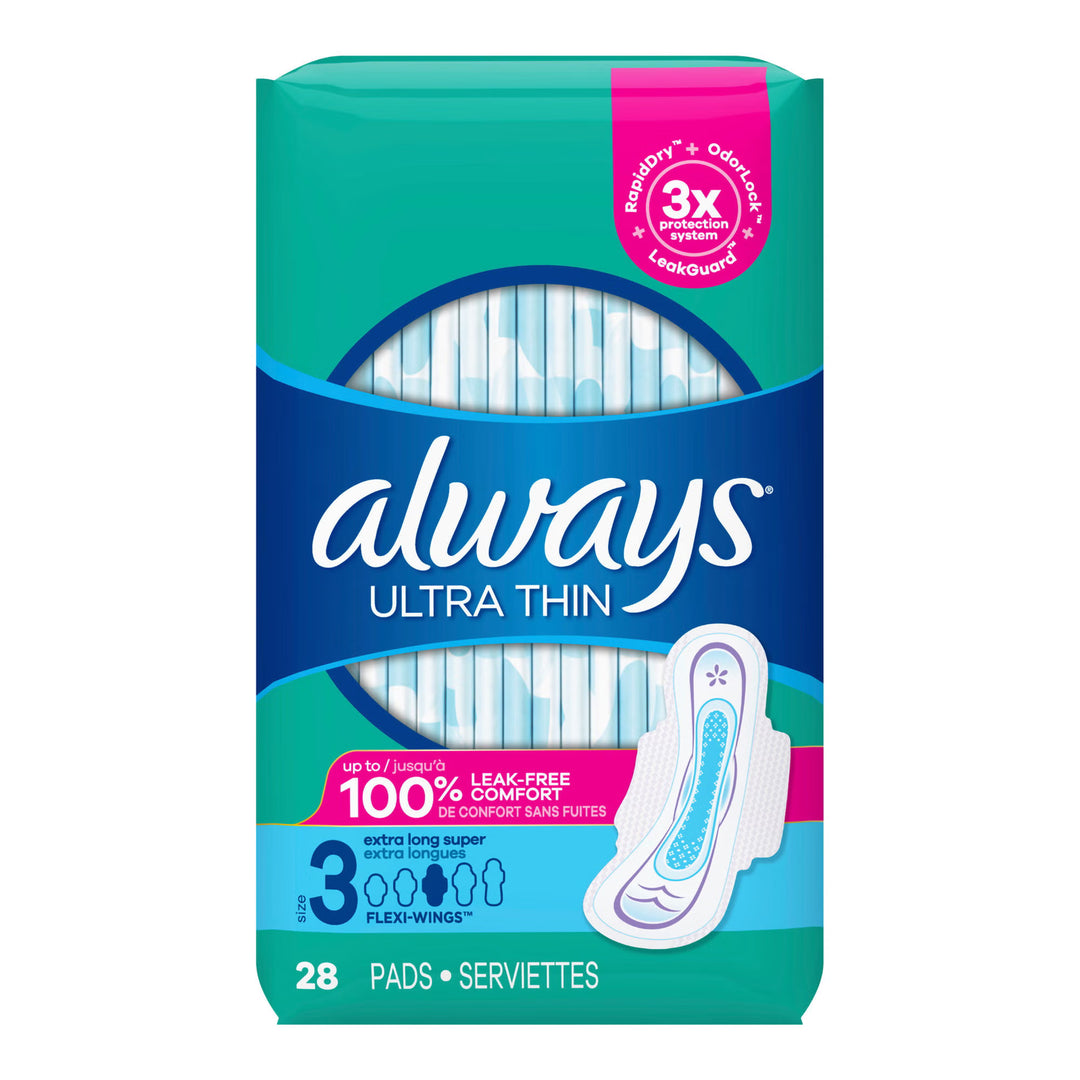 Always Ultra Thin Pads,Extra Long, Super Absorbency, Size 3, #03700089907 ABD Medical