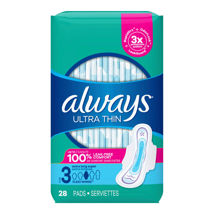 Always Ultra Thin Pads,Extra Long, Super Absorbency, Size 3, #03700089907 ABD Medical