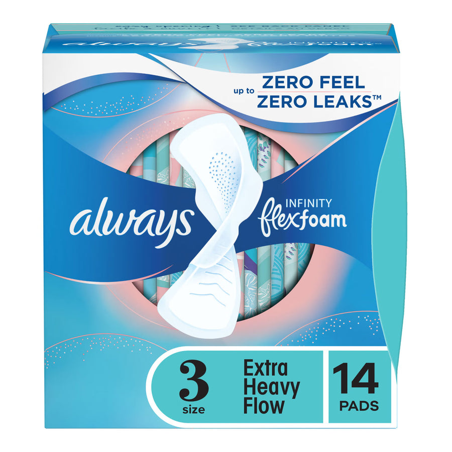 Always Infinity FlexFoam Pads with Wings,Unscented, Extra Heavy Absorbency, Size 3, #03700089909 ABD Medical