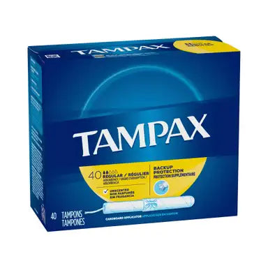 Tampax Regular Absorbency Tampon, Cardboard Applicator - Individually Wrapped, Box of 40, #07301022110 ABD Medical