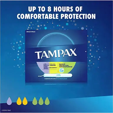 Tampax Regular Absorbency Tampon, Cardboard Applicator - Individually Wrapped, Box of 40, #07301022110 ABD Medical