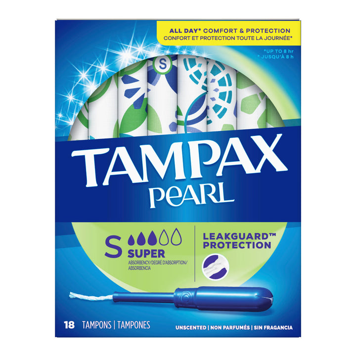 Tampax Pearl Super Absorbency Tampon, Individually Wrapped, Box of 18, #07301037908 ABD Medical
