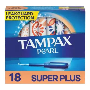 Tampax Pearl Super Plus Absorbency Tampon, Individually Wrapped, Box of 18, #07301047905 ABD Medical