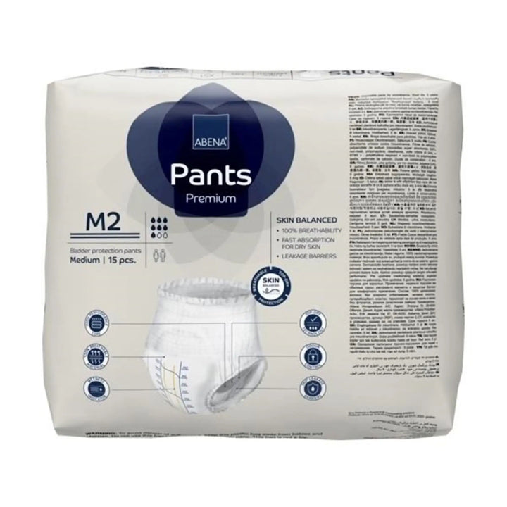 Abena Premium Pants M2 Adult Heavy Absorbency Disposable Underwear, Medium, Unisex, #1000021323 Abena
