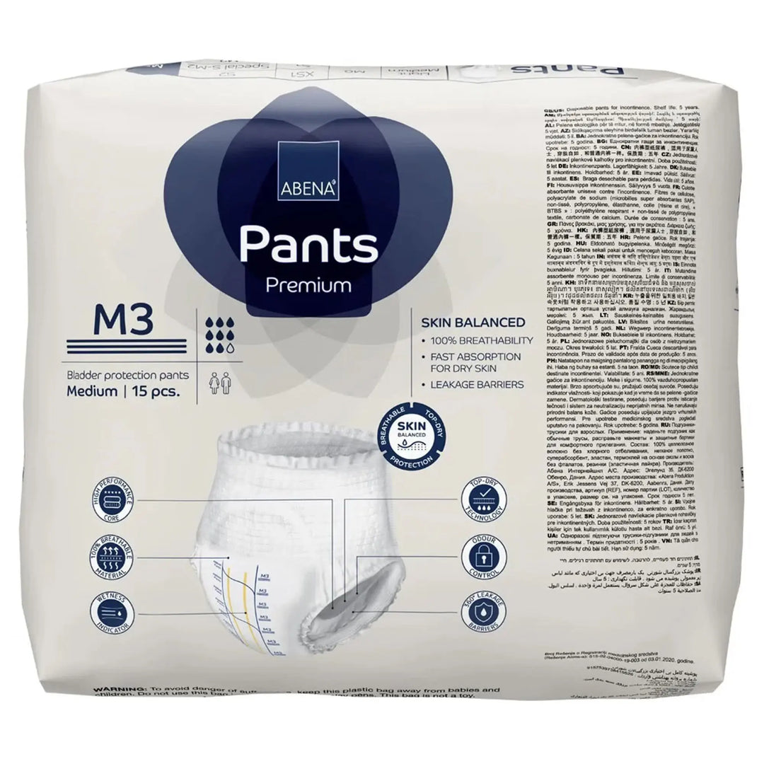 Abena Premium Pants M3 Adult Disposable Heavy Absorbency Underwear, Medium,Unisex, #1000021324 By Abena