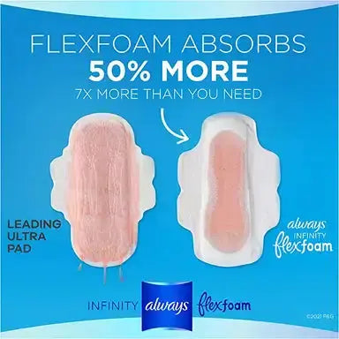 Always Infinity with Flex Foam Maxi with Wings Super Absorbency, Size 2, Unscented, #10037000117145 ABD Medical