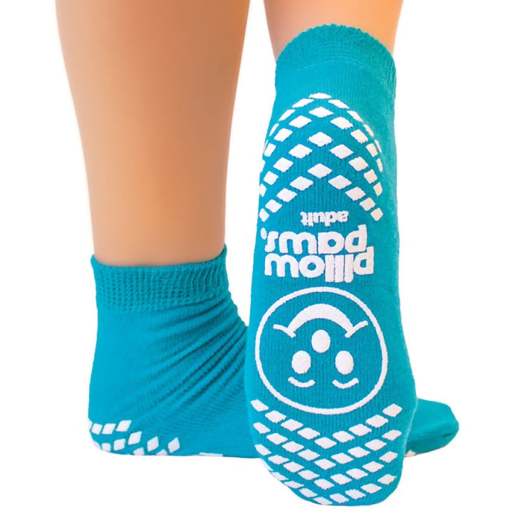 Pillow Paws Single Imprint Terries Slipper Socks, Unisex, Adult, One Size Fits Most, Teal, #1096 ABD Medical