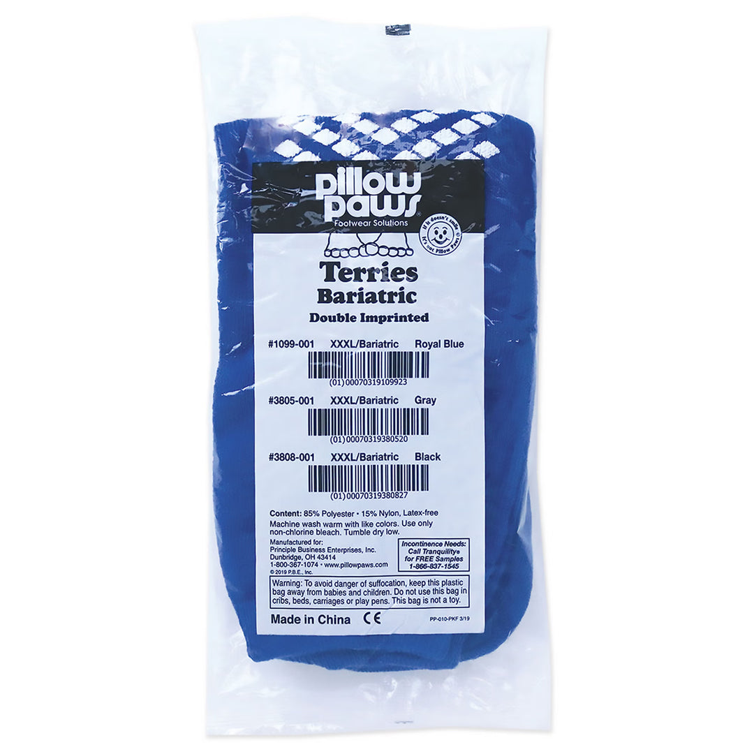 Pillow Paws 360° Imprint Slipper Socks, Unisex, Adult, 3X-Large / X-Wide, Royal Blue, #1099-001 ABD Medical