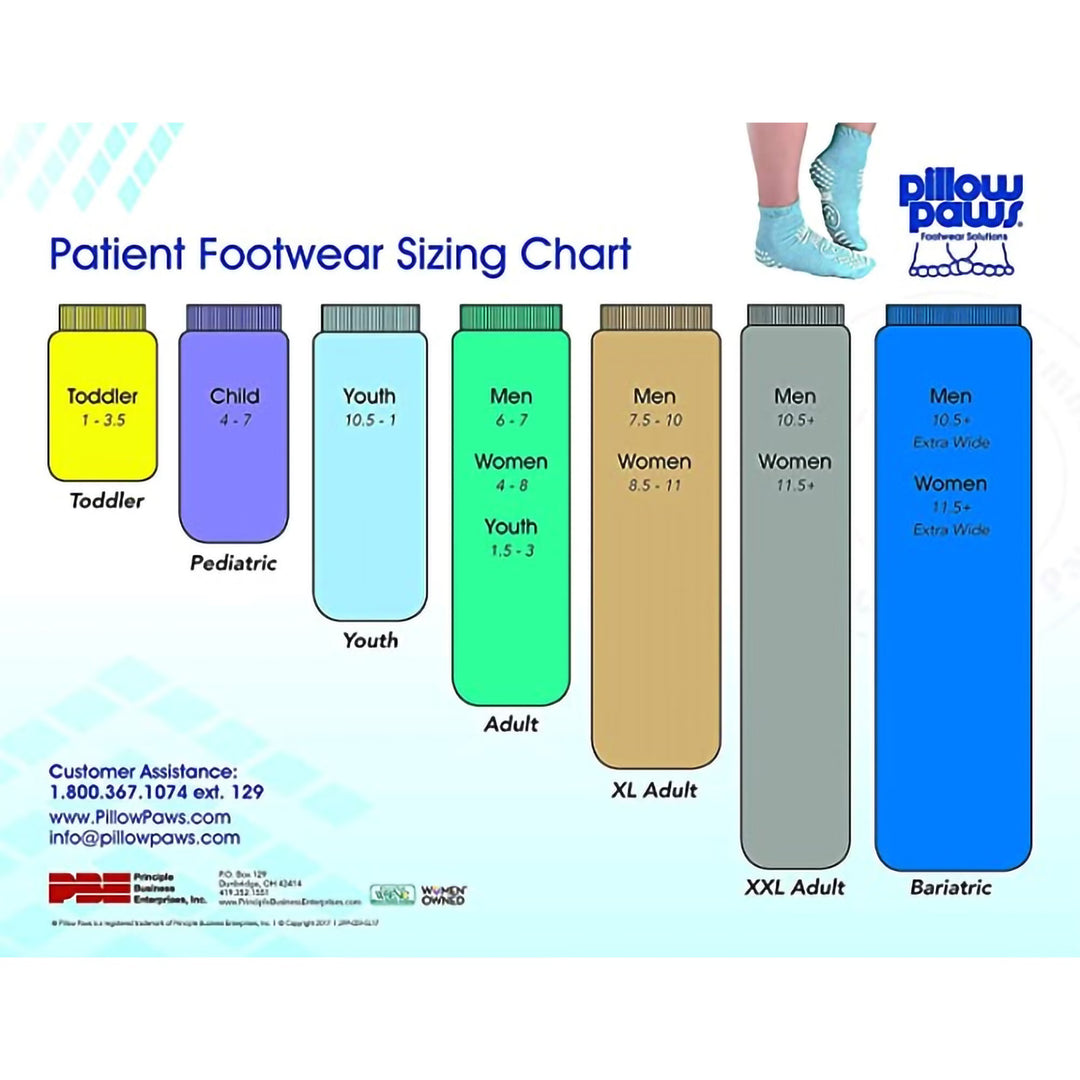 Pillow Paws 360° Imprint Slipper Socks, Unisex, Adult, 3X-Large / X-Wide, Royal Blue, #1099-001 ABD Medical