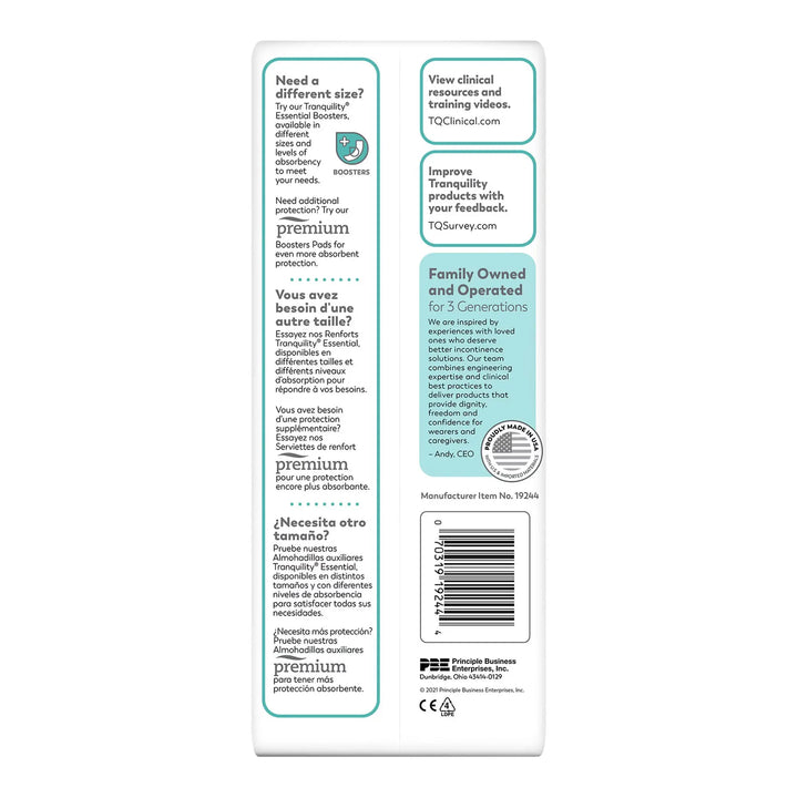 Tranquility Essential Moderate Absorbency Booster Pad, 12 X 14 Inch, #19244 ABD Medical