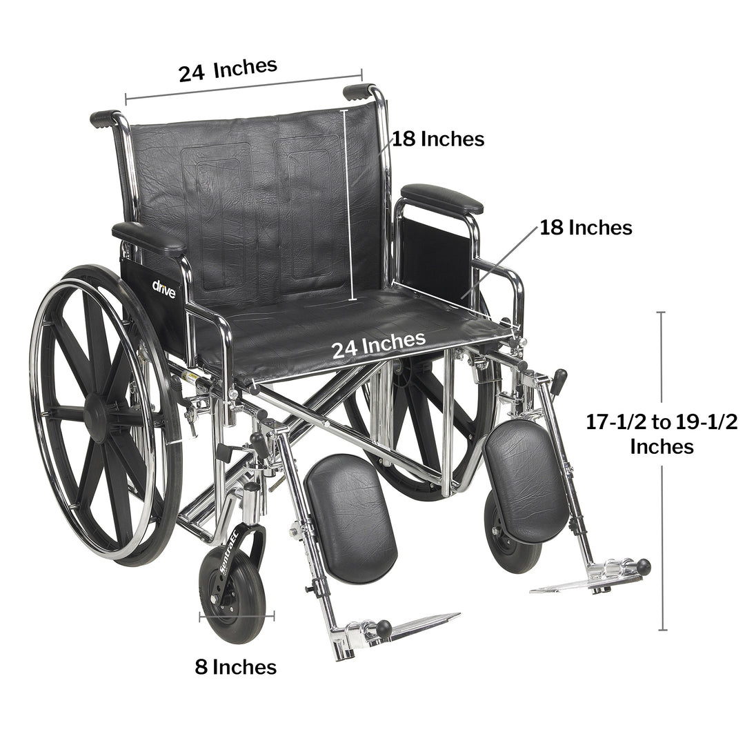 McKesson Dual Axle Bariatric Wheelchair Arm Swing-Away with Elevating Legrest Adult upto  450 lbs