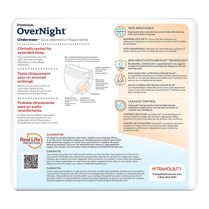 Tranquility Premium OverNight Adult Disposable Underwear, Heavy Absorbency, Unisex, 3X-Large, #2119 ABD Medical