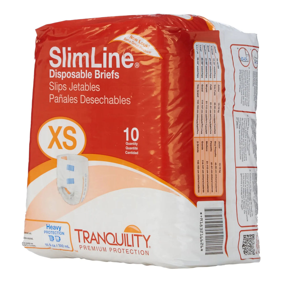 Tranquility Slimline Adult Disposable Heavy Absorbency Brief, Unisex, X-Small, #2166 ABD Medical