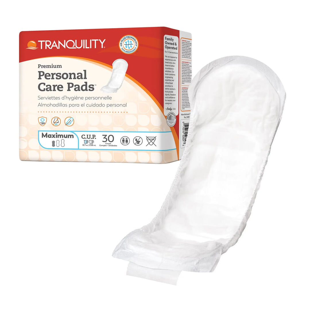 Tranquility Premium Maximum Super Absorbent Personal Care Pads, 12 Inch Length, #2480 Tranquility