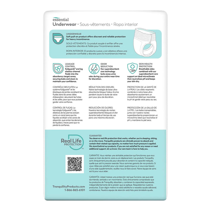 Tranquility Essential Heavy Absorbency Disposable Underwear, Youth / Medium, #2602 Tranquility