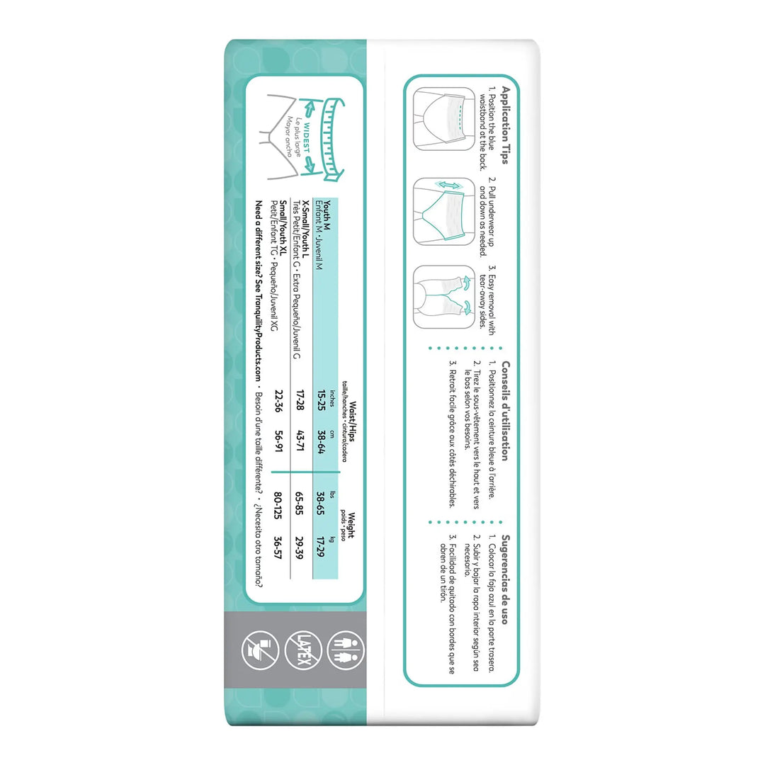 Tranquility Essential Heavy Absorbency Disposable Underwear, Youth / Medium, #2602 Tranquility