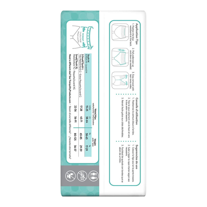 Tranquility Essential Heavy Absorbency Disposable Underwear, Youth / Medium, #2602 Tranquility