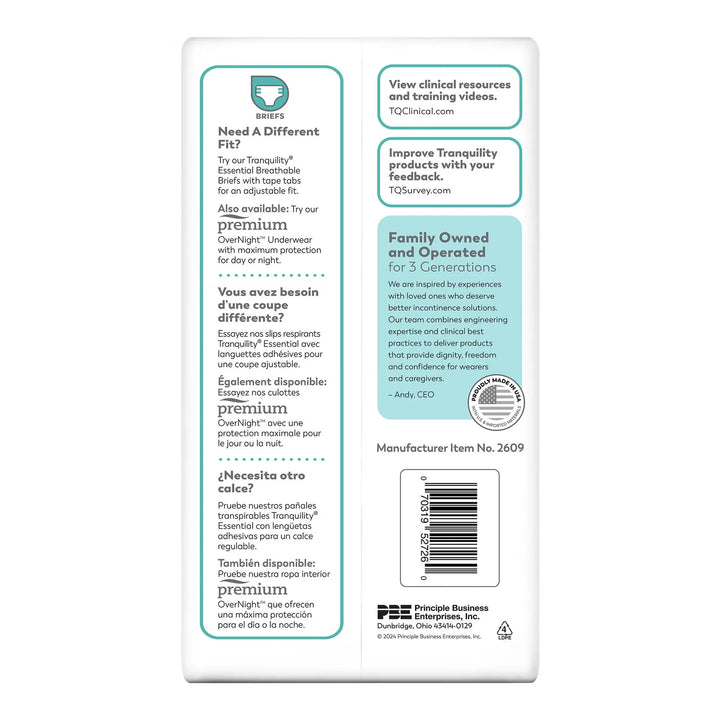 Tranquility Essential Adult Disposable Underwear, Unisex, 3X-Large, #2609 ABD Medical
