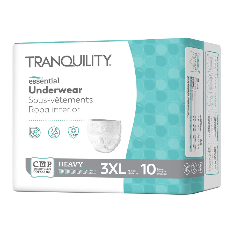Tranquility Essential Adult Disposable Underwear, Unisex, 3X-Large, #2609 ABD Medical