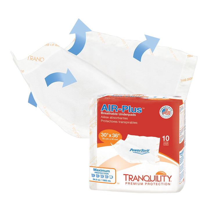 Tranquility AIR-Plus Low Air Loss Heavy Absorbency Disposable Underpad, 30 X 36 Inch, #2710