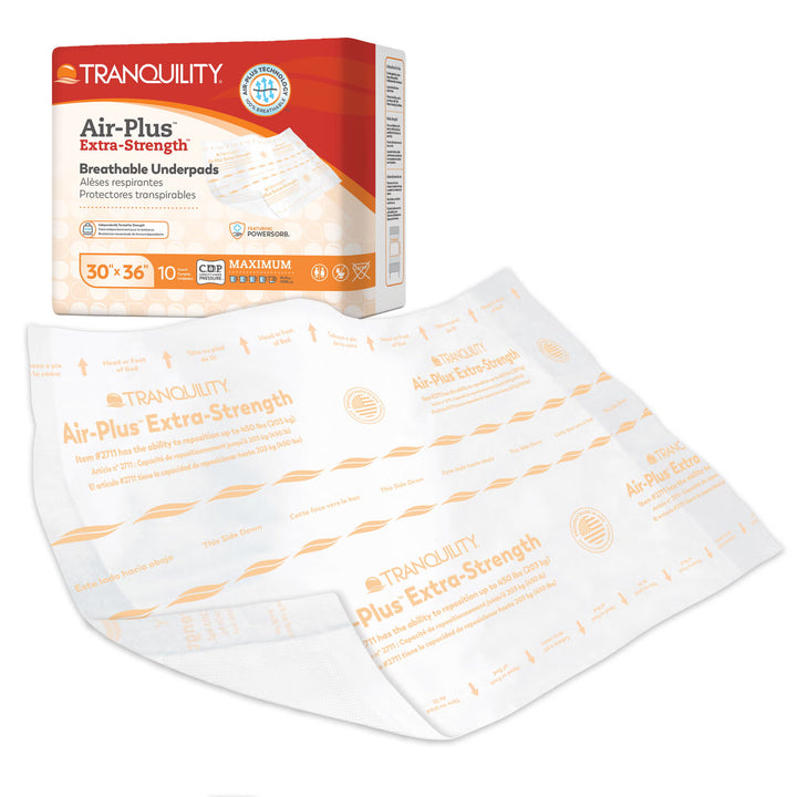 Tranquility AIR-Plus Extra-Strength Low Air Loss 30 X 36 Inch Powersorb Heavy Absorbency Disposable Underpad, #2711