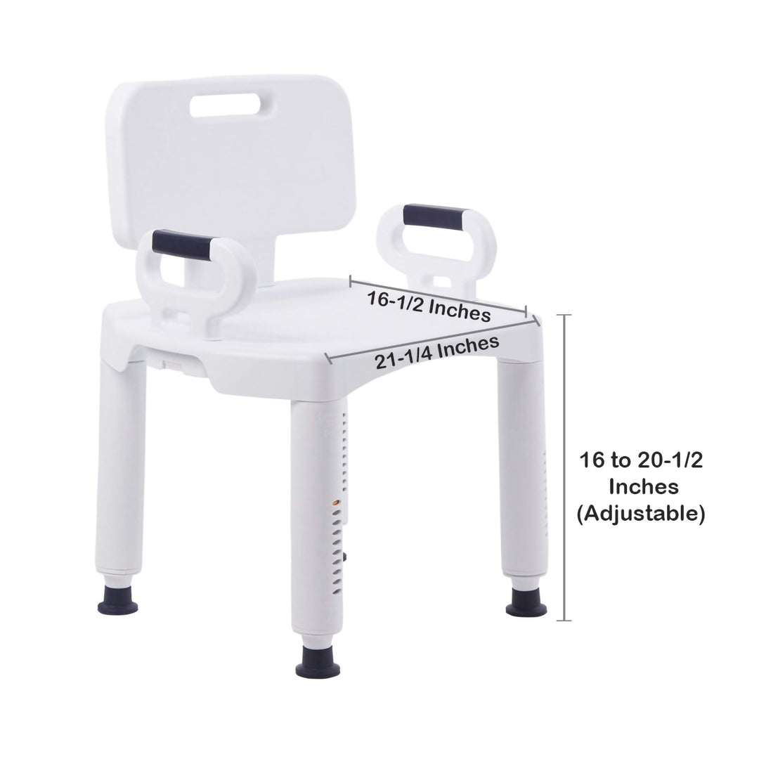McKesson Bath Bench with Removable Arms and Backrest 21-1/4 Inch Seat Width 350 lbs. Weight Capacity
