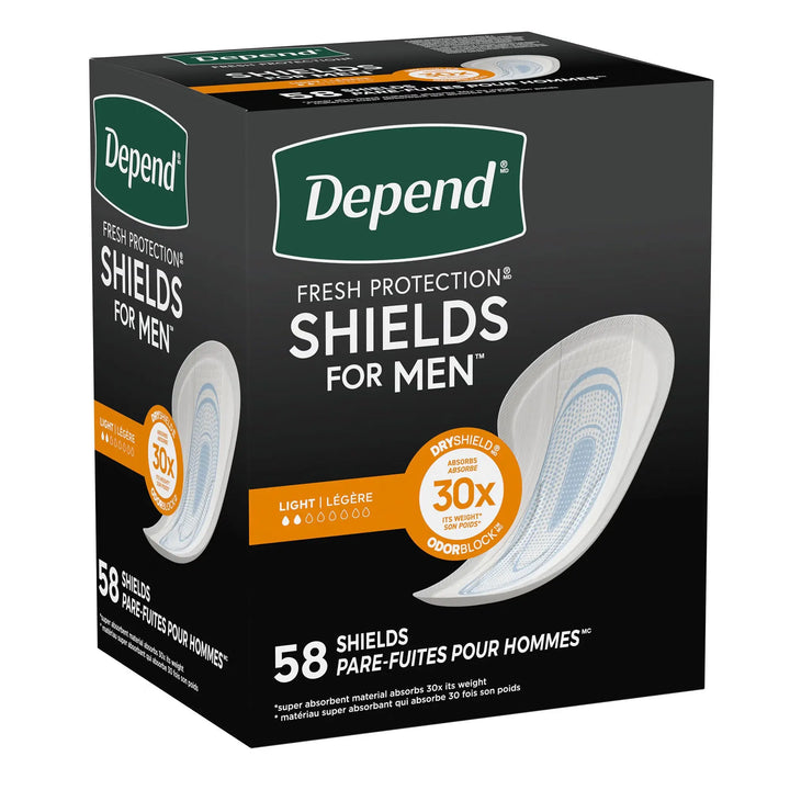 Depend Fresh Protection Shields for Men, 5 X 7-1/2 Inch, Light Absorbency, #35641 Depend