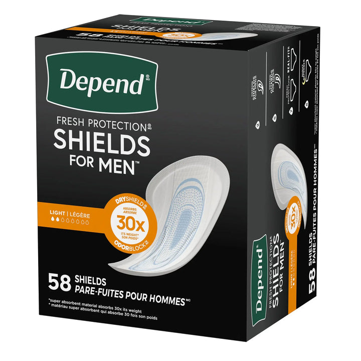 Depend Fresh Protection Shields for Men, 5 X 7-1/2 Inch, Light Absorbency, #35641 Depend