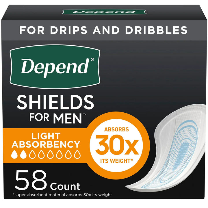Depend Fresh Protection Shields for Men, 5 X 7-1/2 Inch, Light Absorbency, #35641 Depend