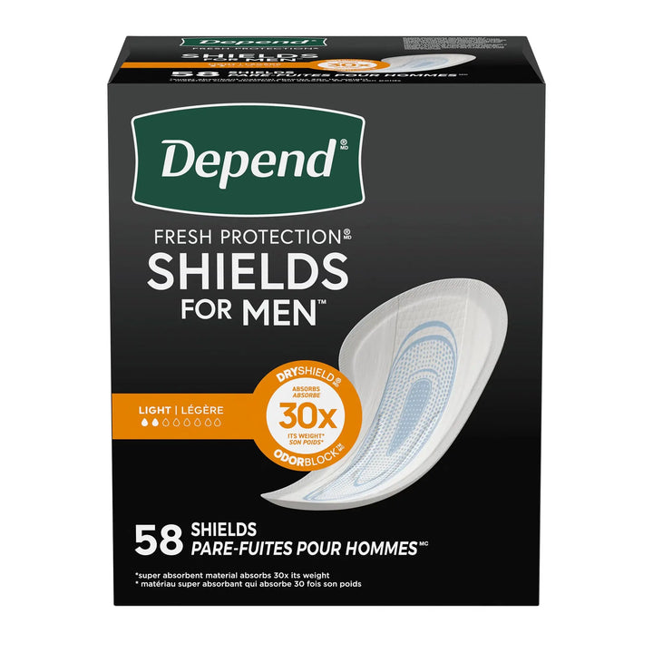 Depend Fresh Protection Shields for Men, 5 X 7-1/2 Inch, Light Absorbency, #35641 Depend