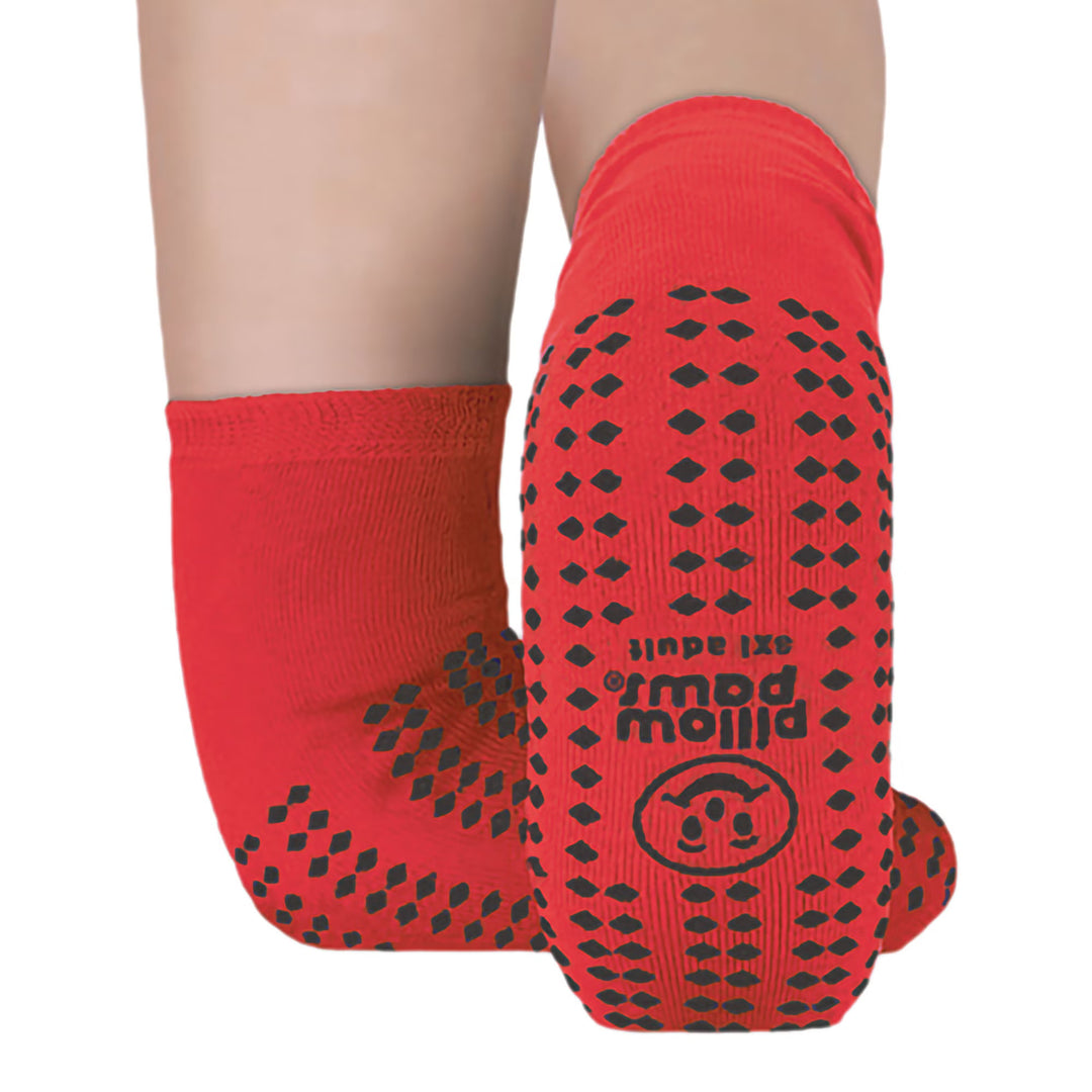 Pillow Paws Risk Alert Terries All Around Tread Slipper Socks, Unisex, Adult, 3X-Large / X-Wide, Red, #3807-001 ABD Medical