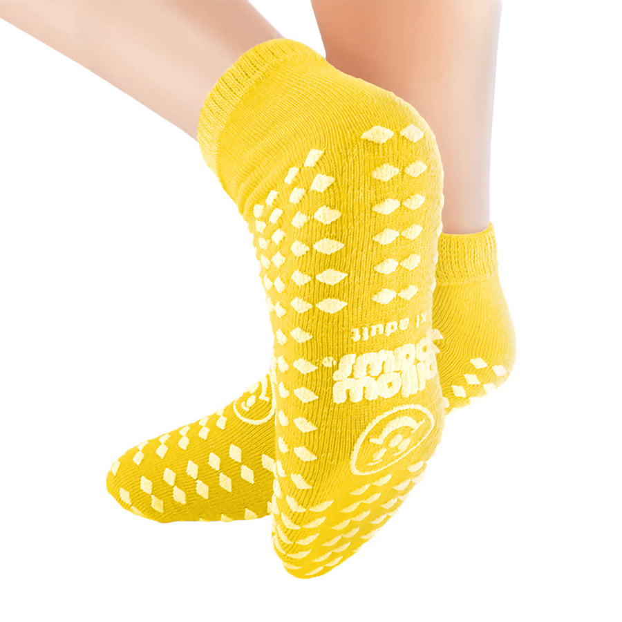 Pillow Paws Risk Alert Terries All Around Tread Slipper Socks, Unisex, Adult, 3X-Large / X-Wide, Yellow, #3907-001 ABD Medical
