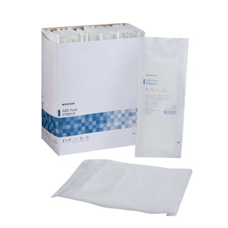 McKesson Abdominal Pad 8 X 10 Inch - Sterile,  Rectangle Pack of 24