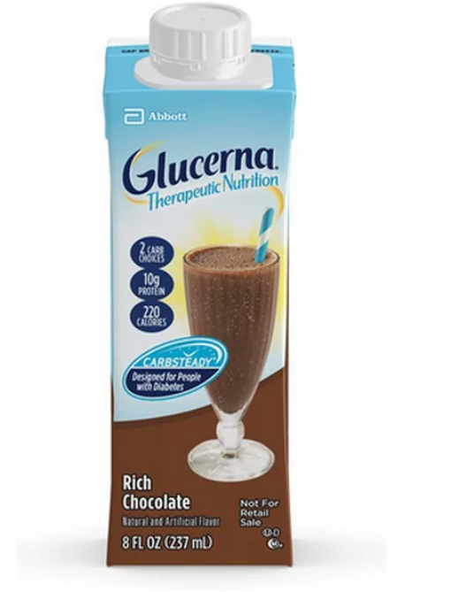 Glucerna Therapeutic Nutrition Shake Rich Chocolate Flavor Liquid 8 oz - Case of 24