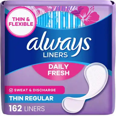 Always Daily Fresh Thin Liners, Regular Absorbency, Unscented Panty Liners, #80348266 ABD Medical