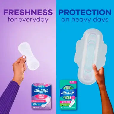 Always Daily Fresh Thin Liners, Regular Absorbency, Unscented Panty Liners, #80348266 ABD Medical