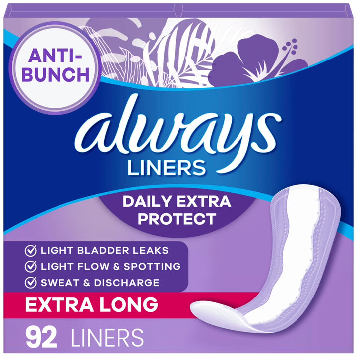 Always Xtra Protection Daily Liners, Extra Long Length, Unscented, #80351704 ABD Medical